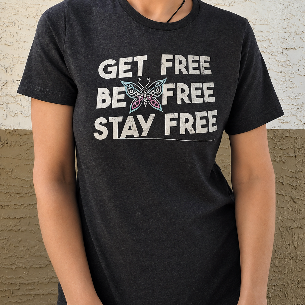 Get Free Be Free Stay Free Butterfly T-Shirt - Inspired Gift - Guided Gear