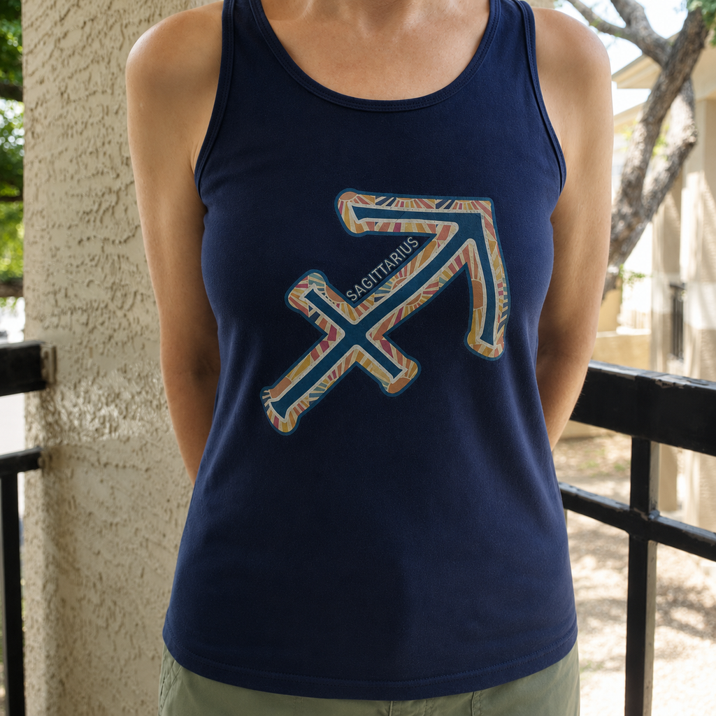 Sagittarius Zodiac Symbol Racerback Tank | Boho Astrology Tank Top | Guided Gear