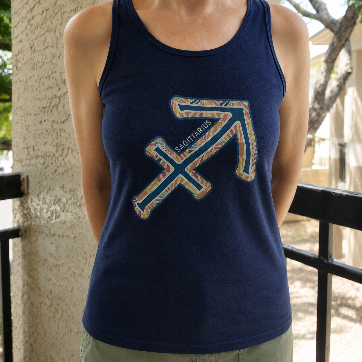 Sagittarius Zodiac Symbol Racerback Tank | Boho Astrology Tank Top | Guided Gear